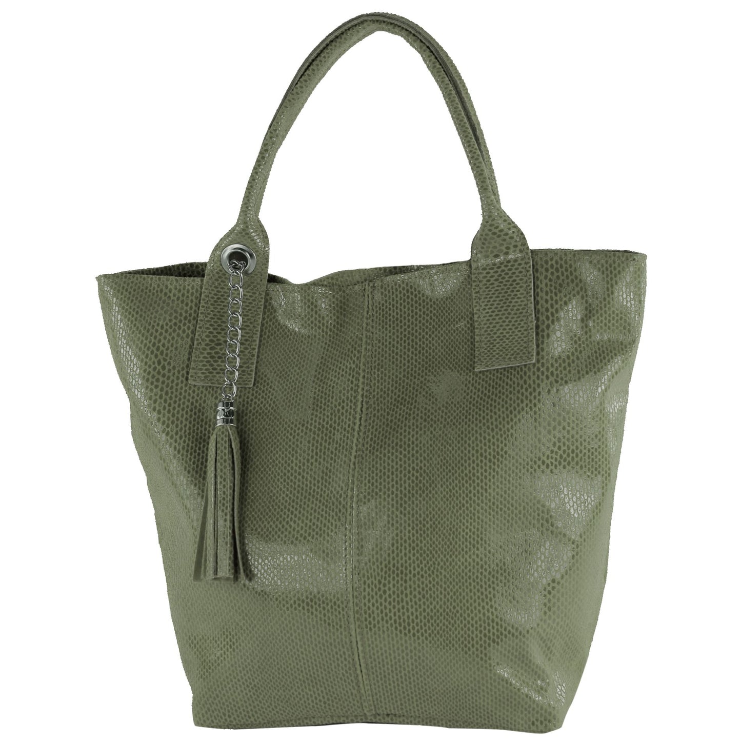 modamoda de - T248 -  Ital. Shopper Large mit Innentasche aus Leder