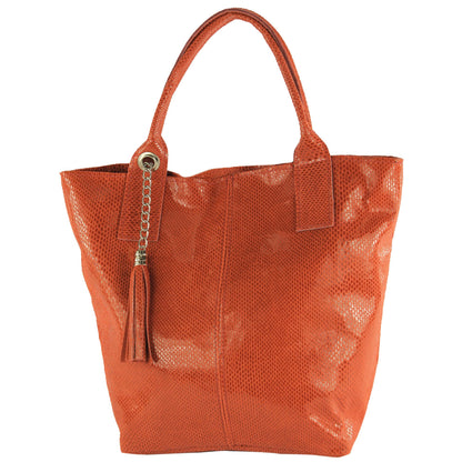 modamoda de - T248 -  Ital. Shopper Large mit Innentasche aus Leder