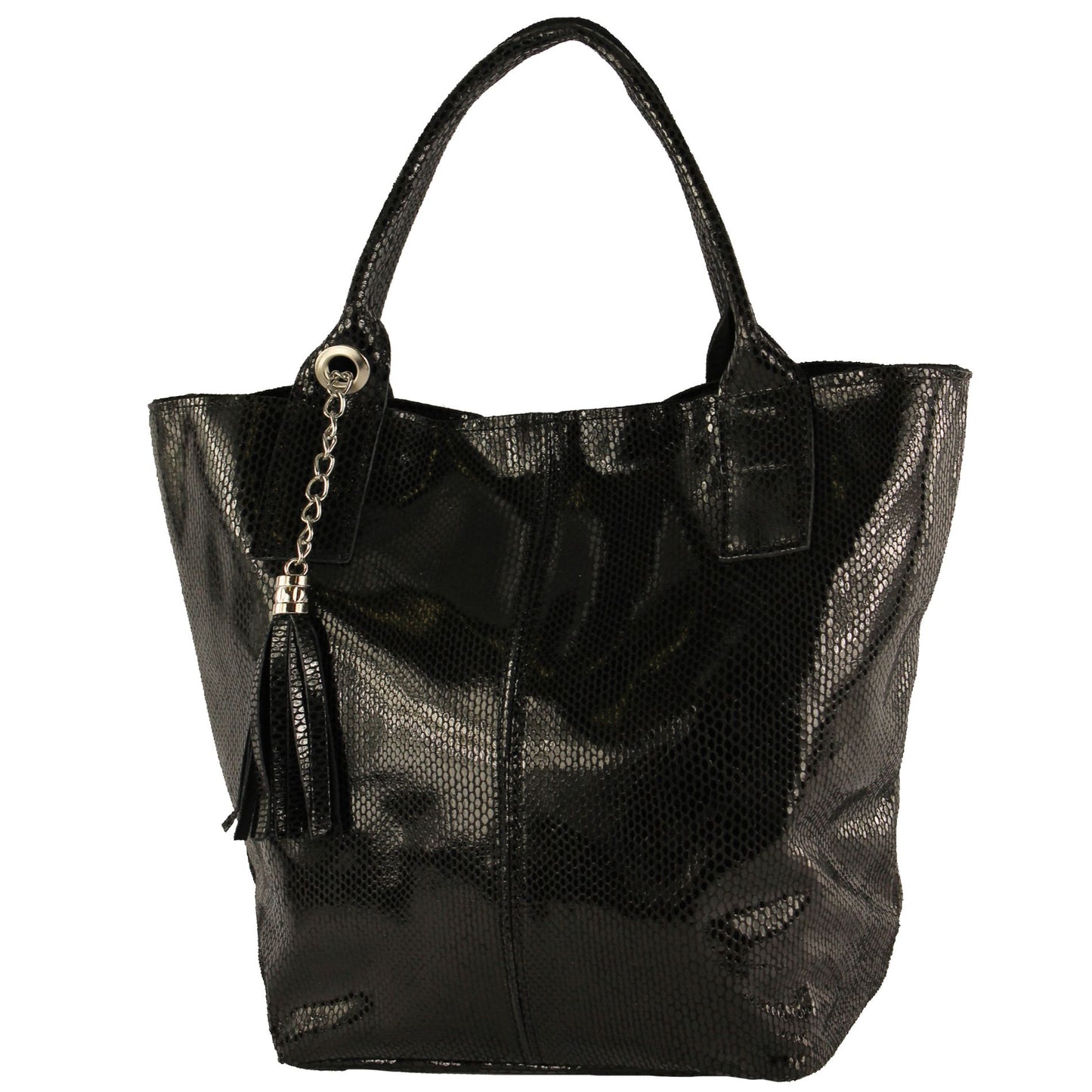 modamoda de - T248 -  Ital. Shopper Large mit Innentasche aus Leder
