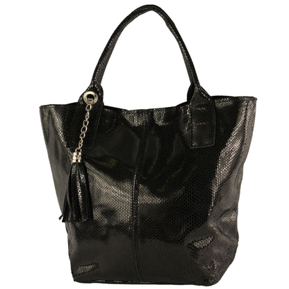 modamoda de - T248 -  Ital. Shopper Large mit Innentasche aus Leder