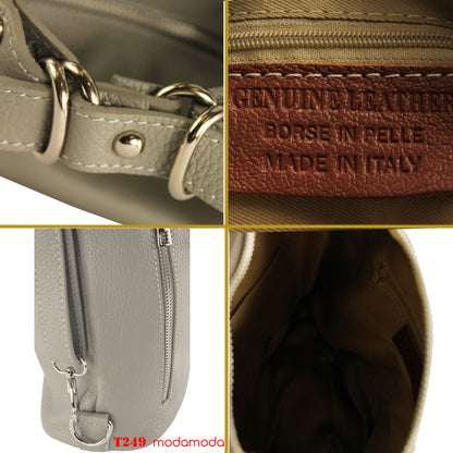 modamoda de T249 Damen Rucksack Schultertasche 2 in 1 aus Leder handmade in Italy