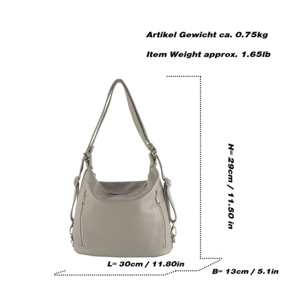 modamoda de T249 Damen Rucksack Schultertasche 2 in 1 aus Leder handmade in Italy