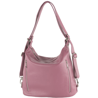 modamoda de T249 Damen Rucksack Schultertasche 2 in 1 aus Leder handmade in Italy