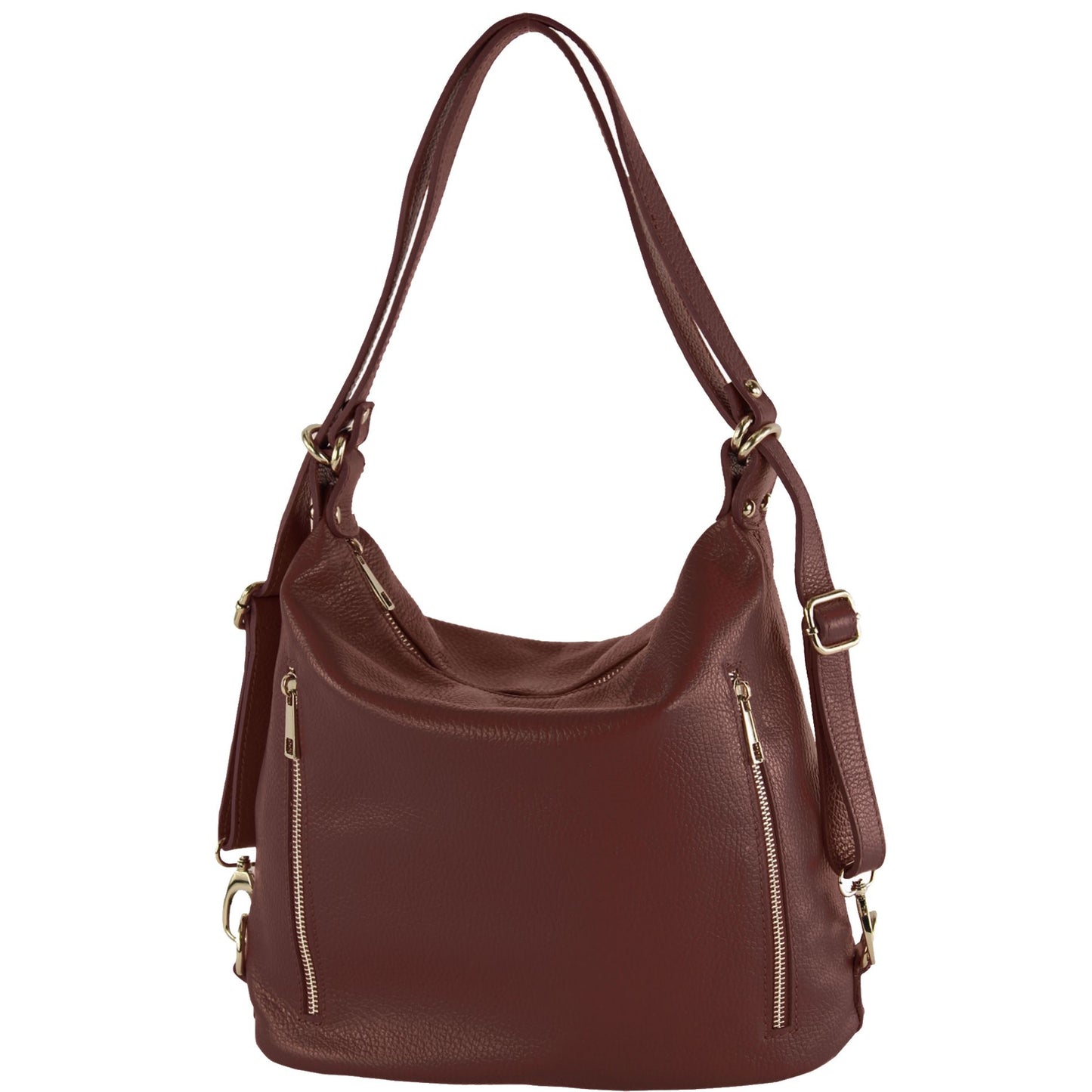 modamoda de T249 Damen Rucksack Schultertasche 2 in 1 aus Leder handmade in Italy