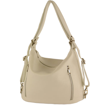 modamoda de T249 Damen Rucksack Schultertasche 2 in 1 aus Leder handmade in Italy