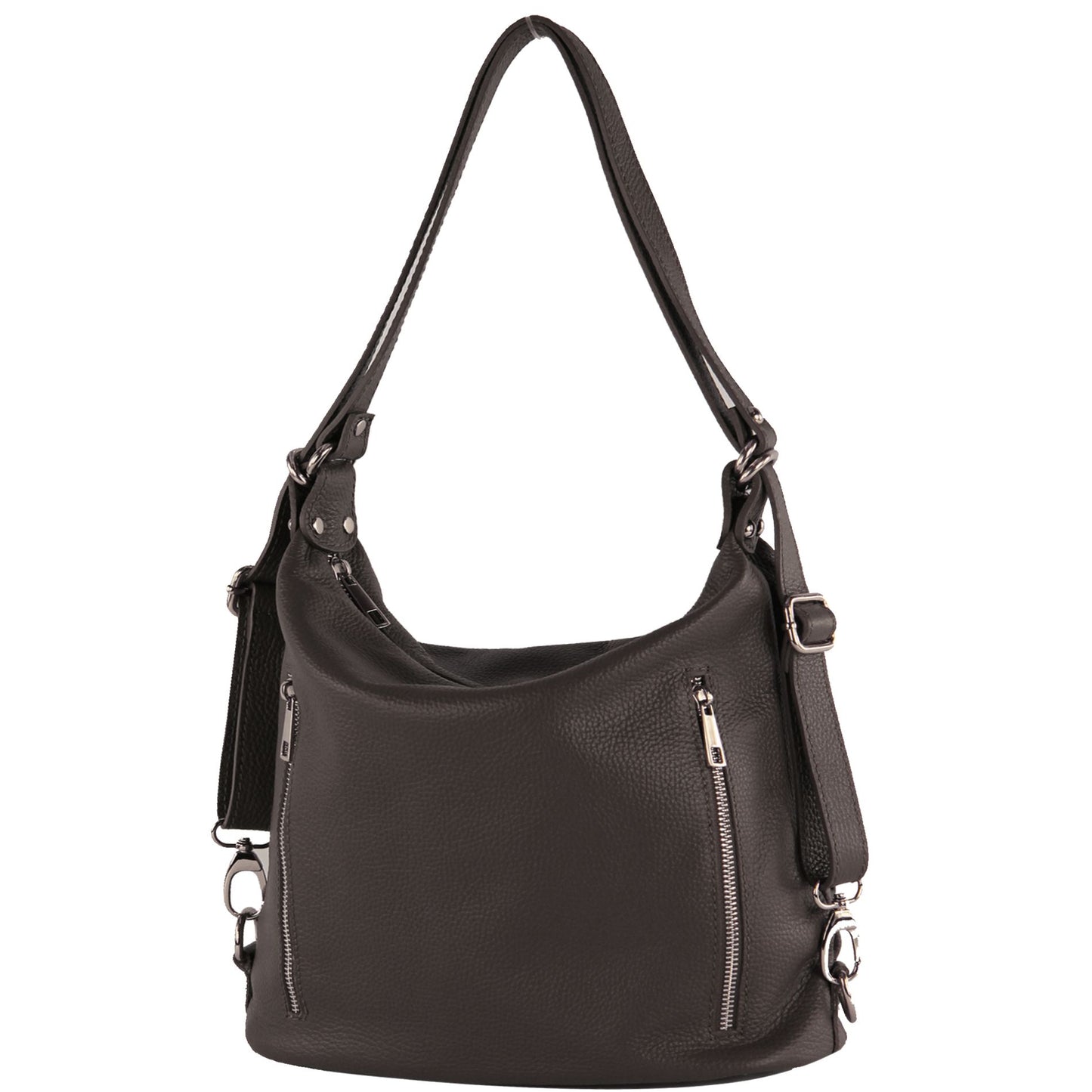 modamoda de T249 Damen Rucksack Schultertasche 2 in 1 aus Leder handmade in Italy