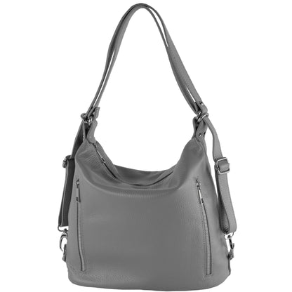 modamoda de T249 Damen Rucksack Schultertasche 2 in 1 aus Leder handmade in Italy