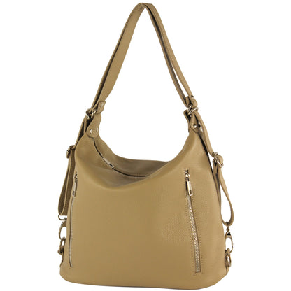 modamoda de T249 Damen Rucksack Schultertasche 2 in 1 aus Leder handmade in Italy