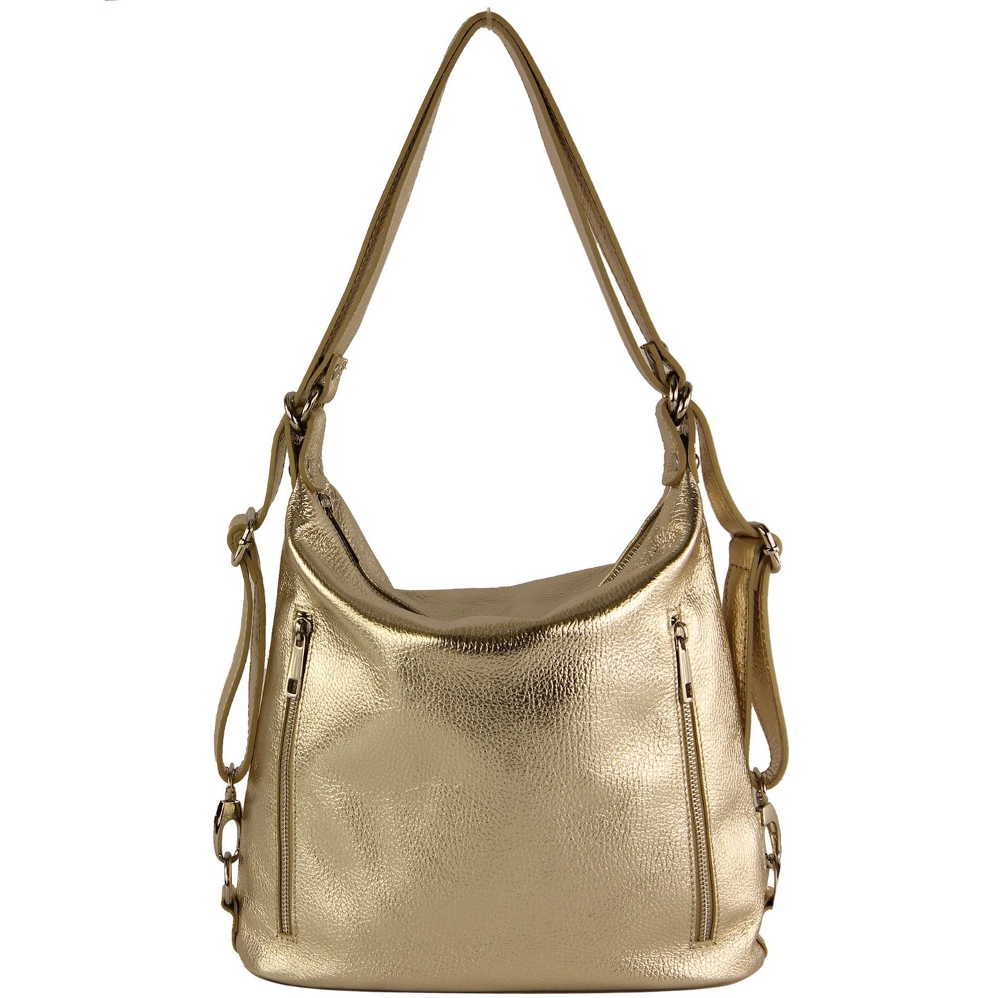modamoda de T249 Damen Rucksack Schultertasche 2 in 1 aus Leder handmade in Italy