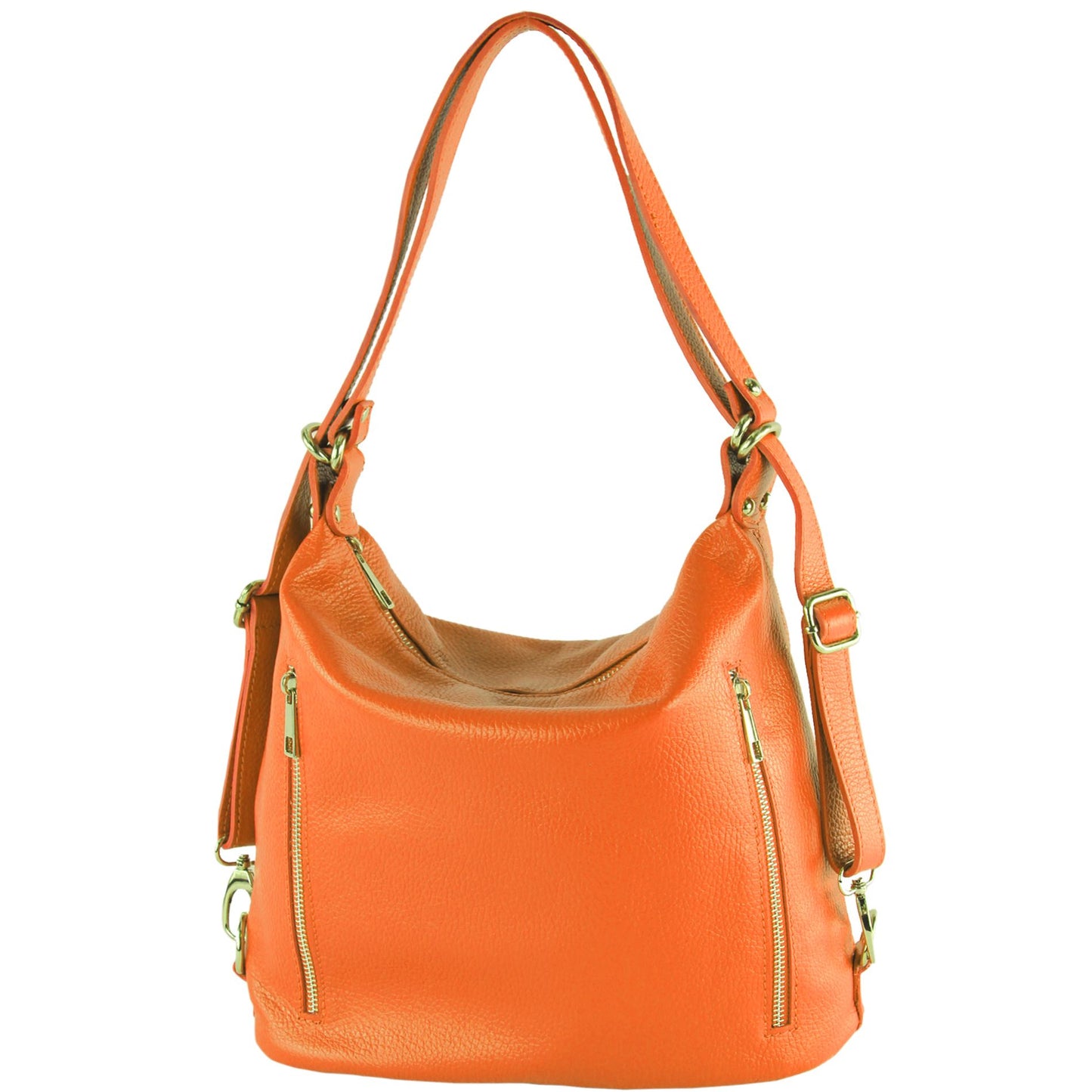 modamoda de T249 Damen Rucksack Schultertasche 2 in 1 aus Leder handmade in Italy
