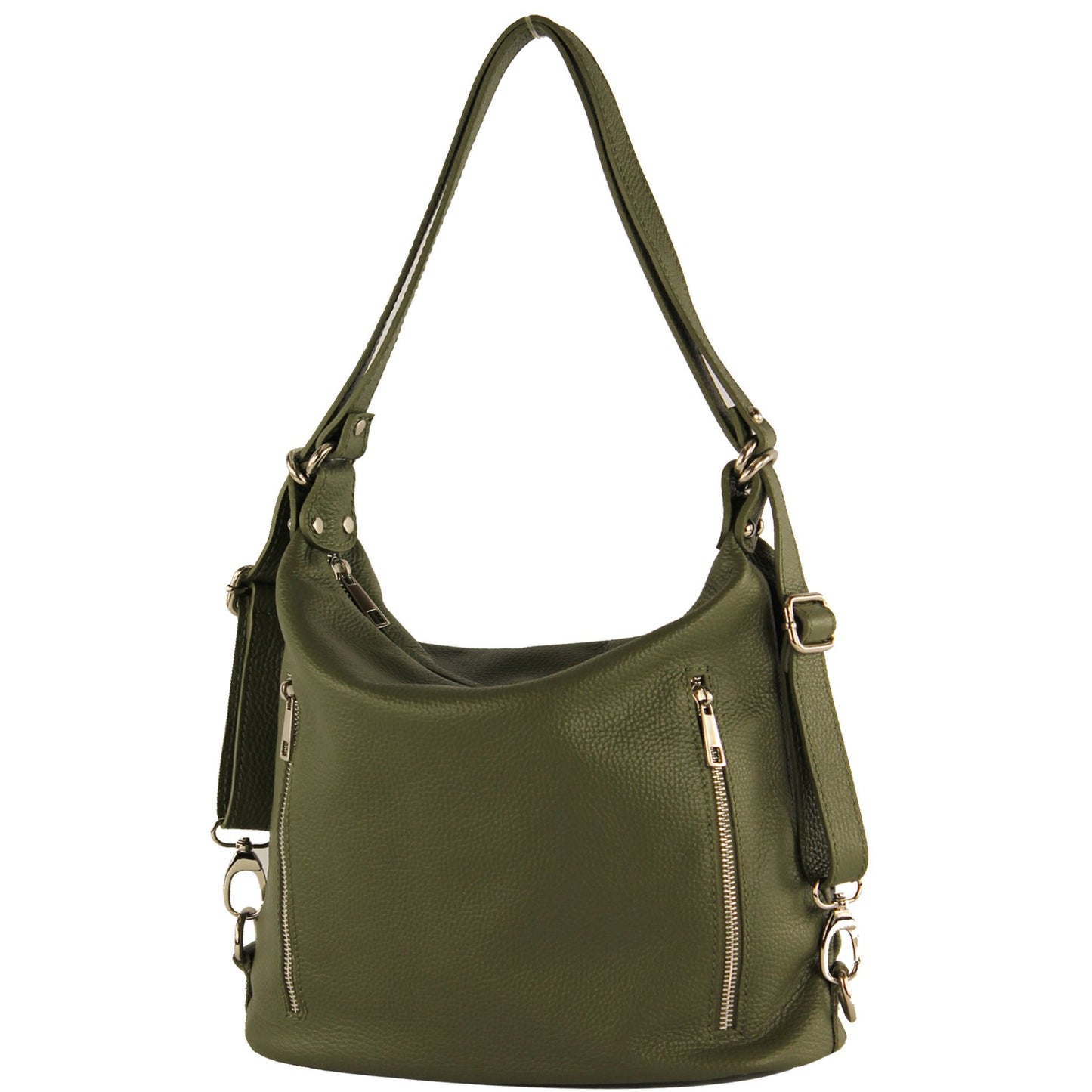 modamoda de T249 Damen Rucksack Schultertasche 2 in 1 aus Leder handmade in Italy