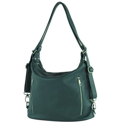 modamoda de T249 Damen Rucksack Schultertasche 2 in 1 aus Leder handmade in Italy