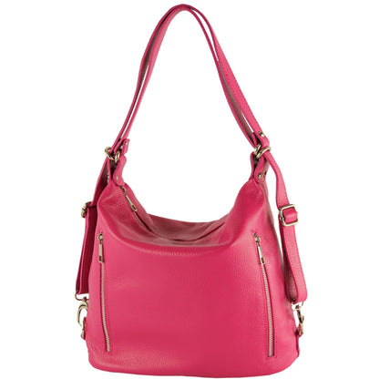 modamoda de T249 Damen Rucksack Schultertasche 2 in 1 aus Leder handmade in Italy