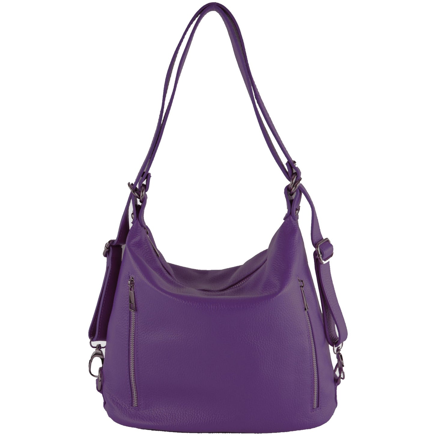 modamoda de T249 Damen Rucksack Schultertasche 2 in 1 aus Leder handmade in Italy