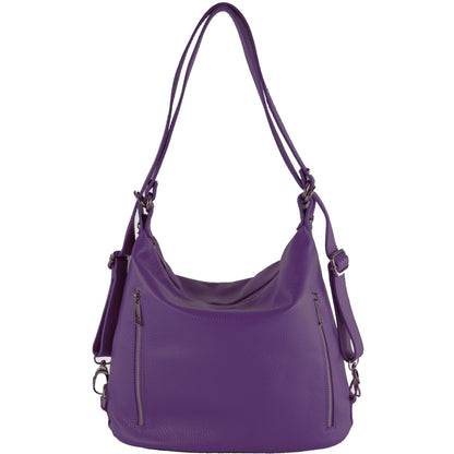 modamoda de T249 Damen Rucksack Schultertasche 2 in 1 aus Leder handmade in Italy