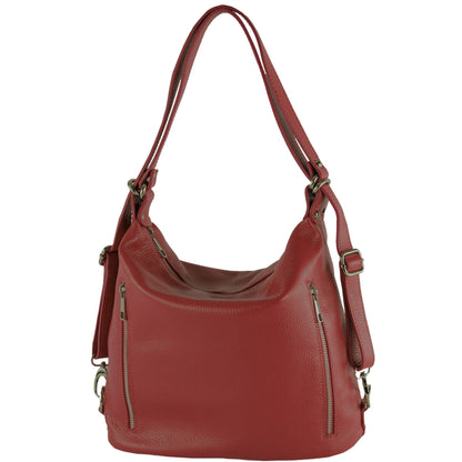 modamoda de T249 Damen Rucksack Schultertasche 2 in 1 aus Leder handmade in Italy