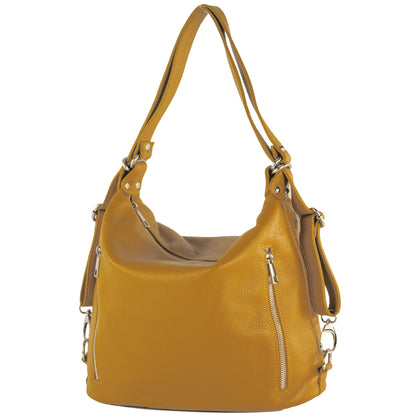 modamoda de T249 Damen Rucksack Schultertasche 2 in 1 aus Leder handmade in Italy