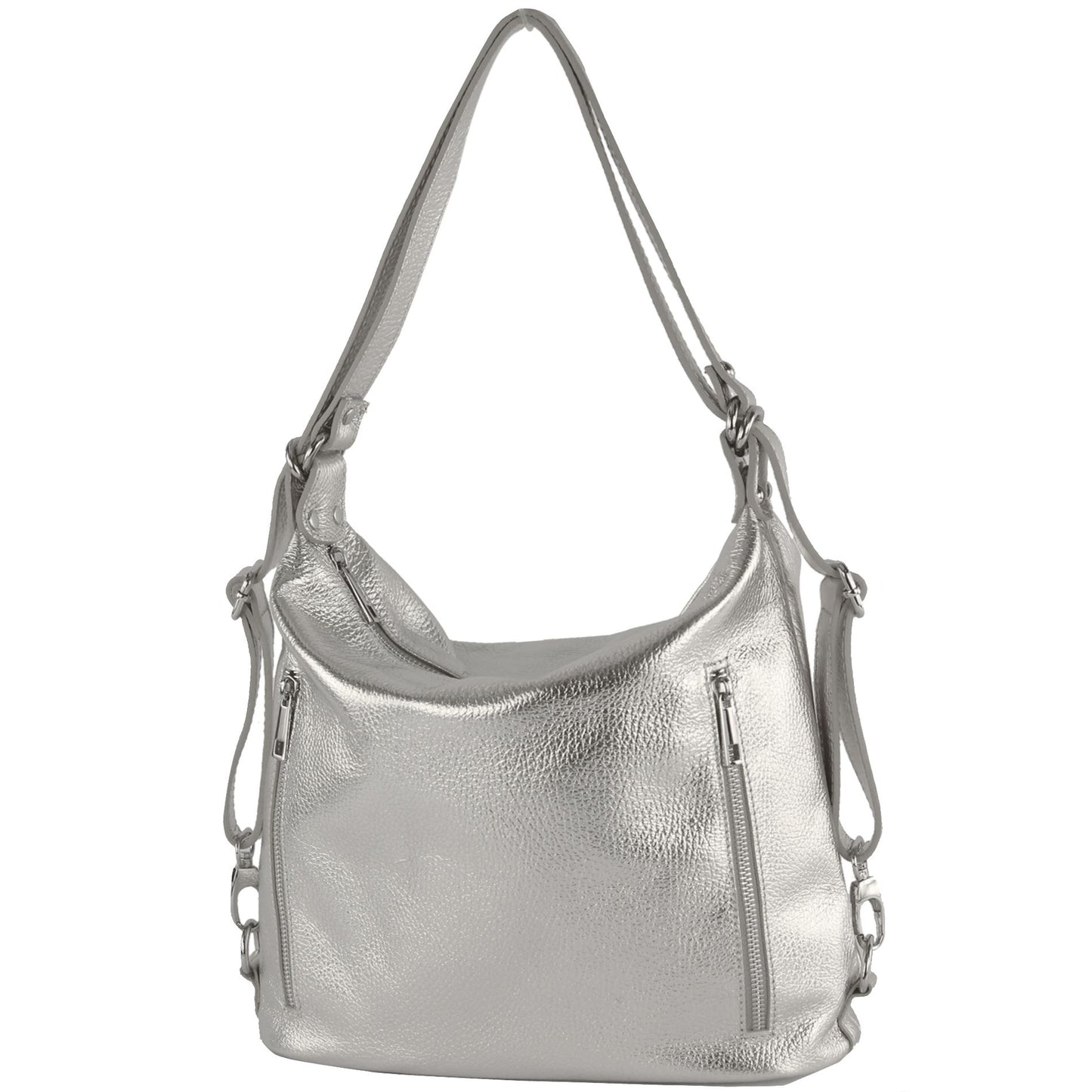modamoda de T249 Damen Rucksack Schultertasche 2 in 1 aus Leder handmade in Italy
