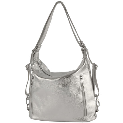 modamoda de T249 Damen Rucksack Schultertasche 2 in 1 aus Leder handmade in Italy