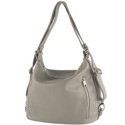 modamoda de T249 Damen Rucksack Schultertasche 2 in 1 aus Leder handmade in Italy