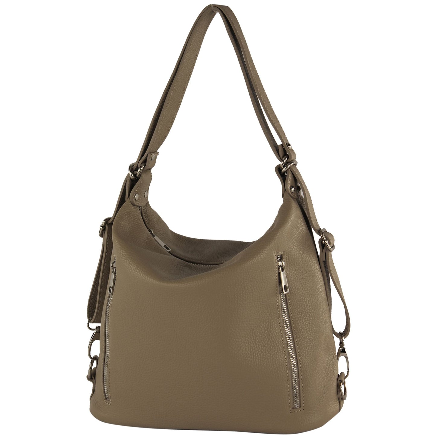 modamoda de T249 Damen Rucksack Schultertasche 2 in 1 aus Leder handmade in Italy