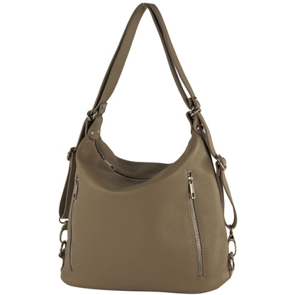 modamoda de T249 Damen Rucksack Schultertasche 2 in 1 aus Leder handmade in Italy