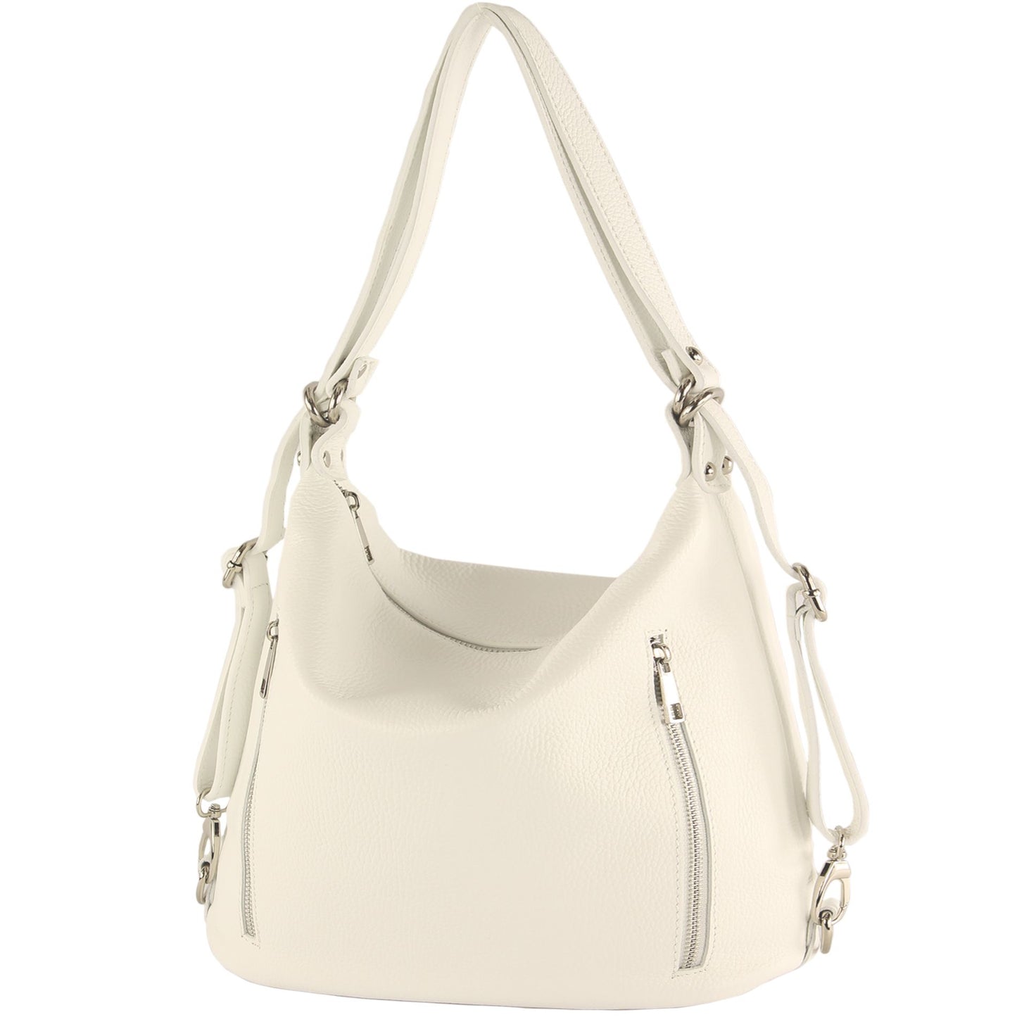 modamoda de T249 Damen Rucksack Schultertasche 2 in 1 aus Leder handmade in Italy