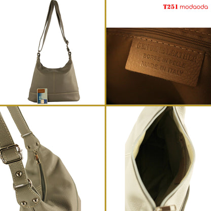 modamoda de T251 Damen Leder Schultertasche Umhängetasche handmade in Italy