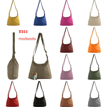 modamoda de T251 Damen Leder Schultertasche Umhängetasche handmade in Italy