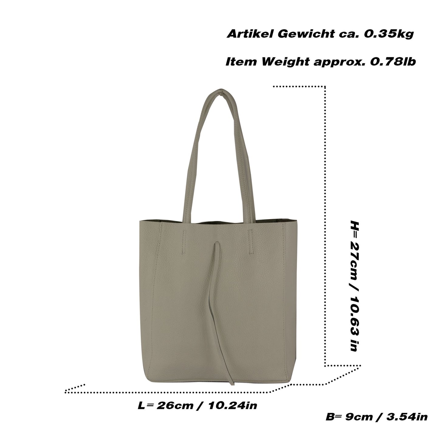 modamoda de - T253 -  Ital. Henkeltasche mit Innentasche aus Leder