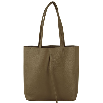 modamoda de - T253 -  Ital. Henkeltasche mit Innentasche aus Leder