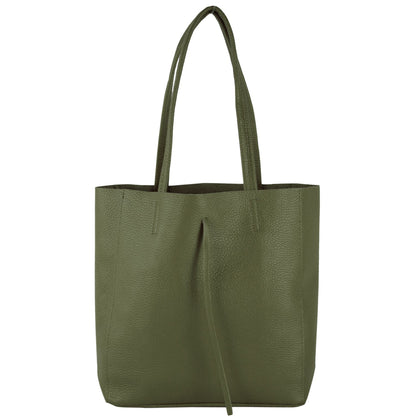 modamoda de - T253 -  Ital. Henkeltasche mit Innentasche aus Leder