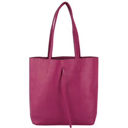modamoda de - T253 -  Ital. Henkeltasche mit Innentasche aus Leder