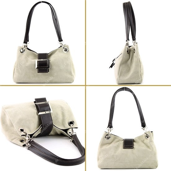 modamoda de - TL02 -  ital Kleine Henkeltasche aus Wildleder