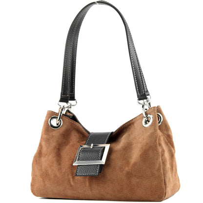 modamoda de - TL02 -  ital Kleine Henkeltasche aus Wildleder