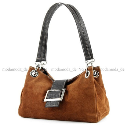 modamoda de - TL02 -  ital Kleine Henkeltasche aus Wildleder