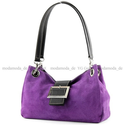 modamoda de - TL02 -  ital Kleine Henkeltasche aus Wildleder