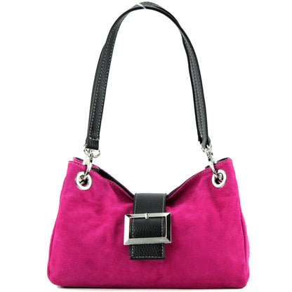 modamoda de - TL02 -  ital Kleine Henkeltasche aus Wildleder