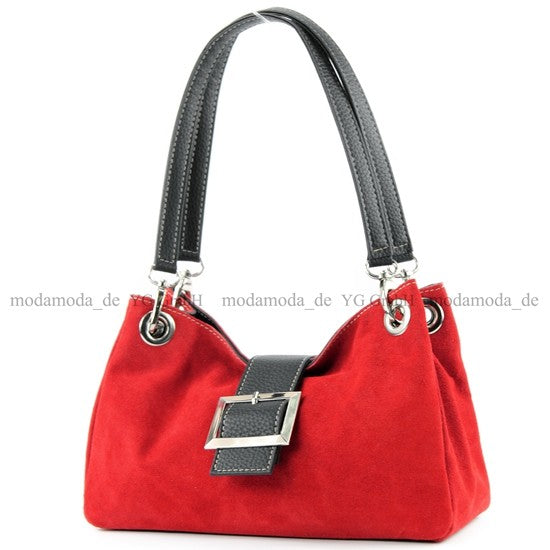 modamoda de - TL02 -  ital Kleine Henkeltasche aus Wildleder