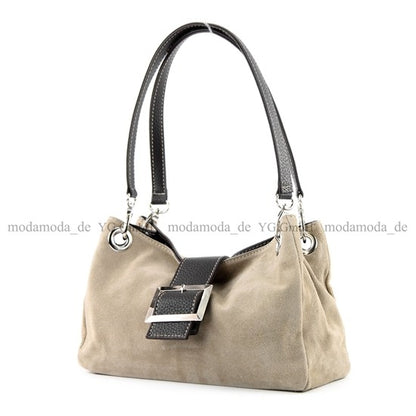 modamoda de - TL02 -  ital Kleine Henkeltasche aus Wildleder