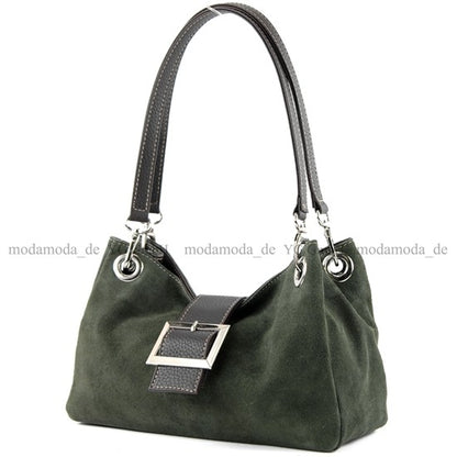modamoda de - TL02 -  ital Kleine Henkeltasche aus Wildleder