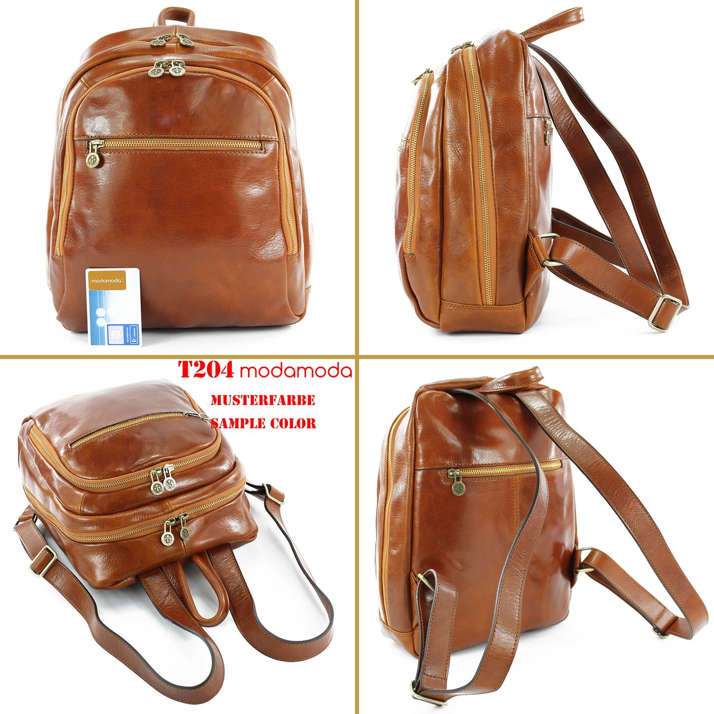 modamoda de - T204 -  ital. Unisex Rucksack aus Leder