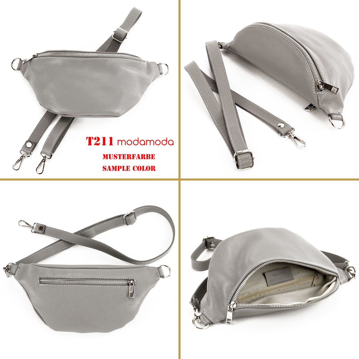 modamoda de T211 Damen Leder Bauchtasche Brusttasche Hüfttasche handmade in Italy