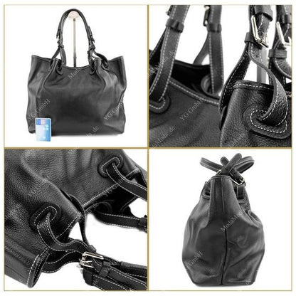 modamoda de – T08 -  ital Schultertasche aus Echt Leder Damen