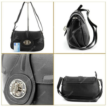 modamoda de - T19 - ital. Damen Schultertasche Umhängetasche aus Nappaleder