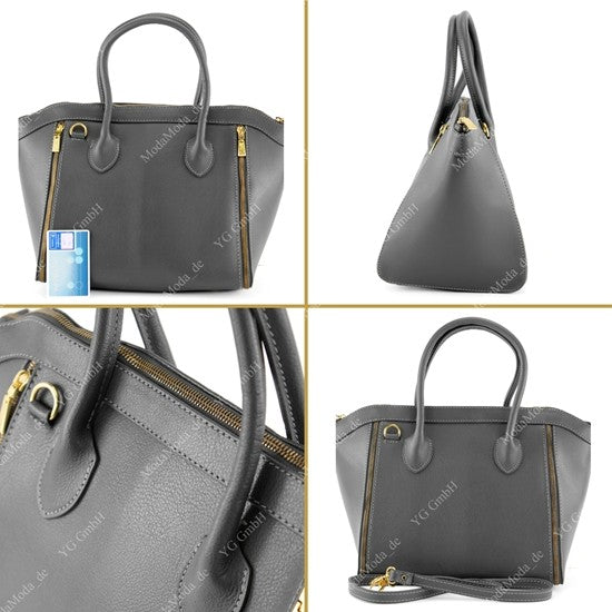modamoda de - T44 -  ital Handtasche aus Echt Leder
