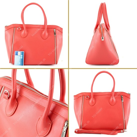 modamoda de - T44 -  ital Handtasche aus Echt Leder