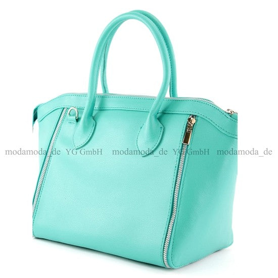 modamoda de - T44 -  ital Handtasche aus Echt Leder