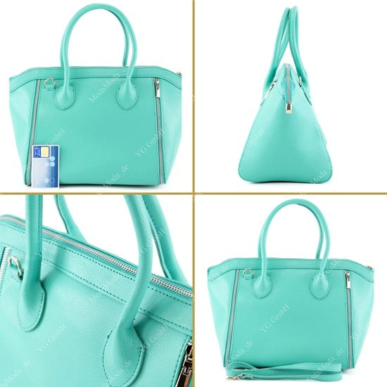 modamoda de - T44 -  ital Handtasche aus Echt Leder