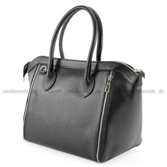 modamoda de - T44 -  ital Handtasche aus Echt Leder